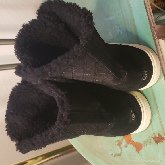 UGG DOUBLE DIAMOND SUEDE ♦️ 💎 UGG LEATHER BLACK HIGH TOP - Picture 6 of 6